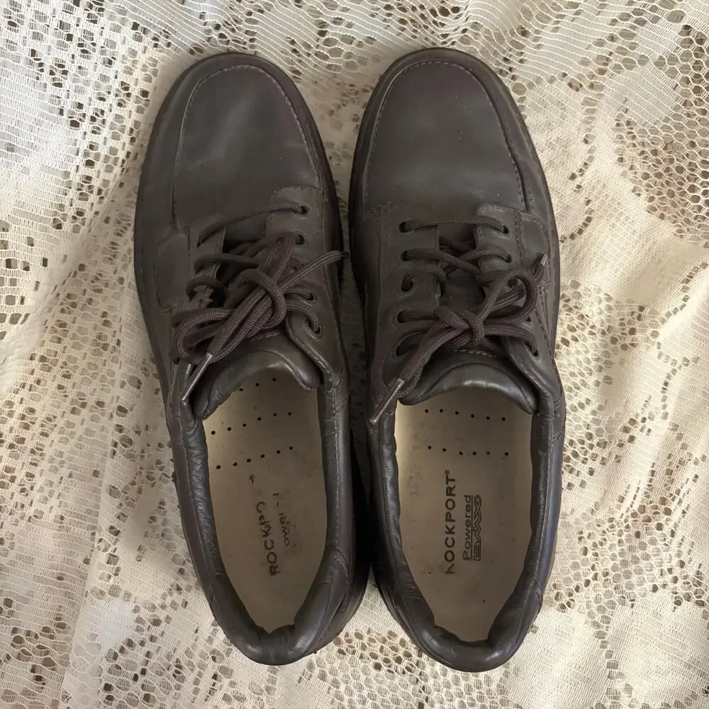 Rockport Men's US 10.5 W Dark Brown Leather Casual Walking Oxfords Shoes